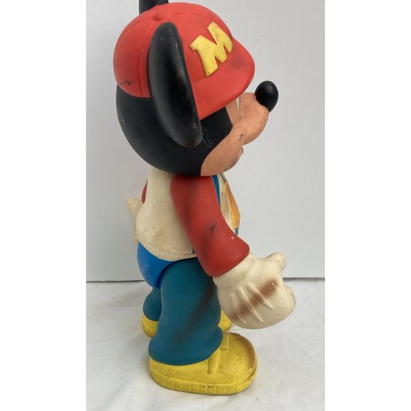 Vintage 70's Mickey Mouse Baseball Player - Posable Rubber-Like Plastic Doll - Picture 2 of 8